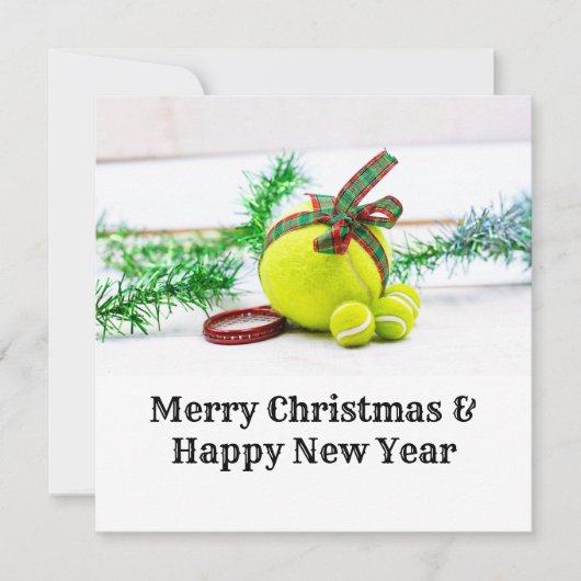 Carte Décor de Noël de tennis avec boule et ruban (Devant)