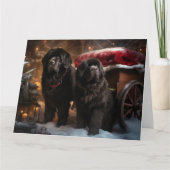 Carte Décor de Noël de Terre-Neuve Snowy Sleigh (Devant)