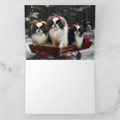 Carte Décor de Noël japonais Chin Snowy Sleigh (Intérieur)