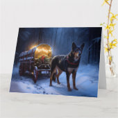 Carte Décor de Noël Kelpie Snowy Sleigh (Fleur jaune)