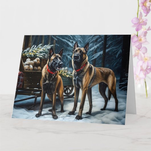 Carte Décor de Noël Malinoi Snowy Sleigh (Orchidée)