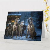 Carte Décor de Noël Rhodesian Ridgeback Snowy Sleigh (Fleur jaune)