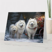 Carte Décor de Noël Samoyed Snowy Sleigh (Devant)