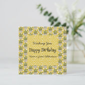 Carte Décor Plante moderne Anniversaire Or Sage Vert (Debout devant)