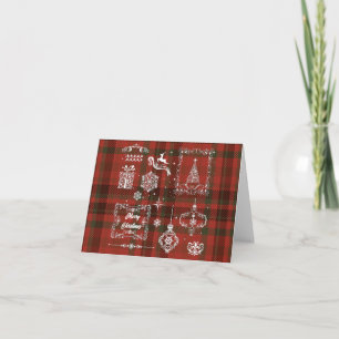 Carte Décoration À damiers Noël sans couture Blanc rouge