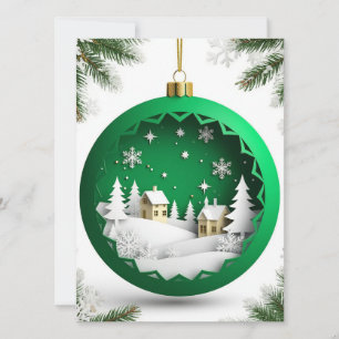 Carte ✨ Décoration de Noël verte Village d'hiver