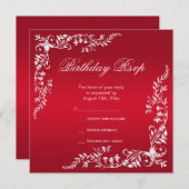 Carte Décoration rouge Ruby Anniversaire RSVP (Devant / Derrière)