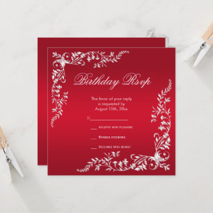 Carte Décoration rouge Ruby Anniversaire RSVP