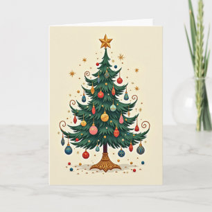 Carte Décorations d'arbre de Noël joyeux