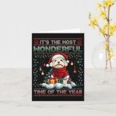 Carte Décorations de sapin de Noël Bichon Frise Amoureux (Fleur jaune)