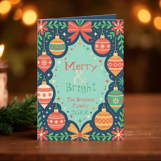 Carte Décorations folkloriques rétro Joyeuses Fêtes de f