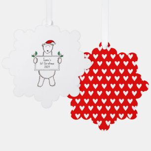 Carte Décorative 1er Ours polaire de Noël personnalisé