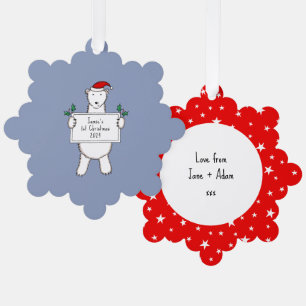 Carte Décorative 1er Ours polaire de Noël personnalisé