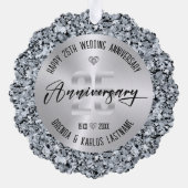 Carte Décorative 25e anniversaire du Mariage Argent et diamants (Verso)