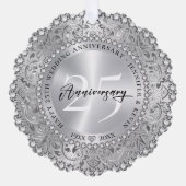 Carte Décorative 25e anniversaire Mariage Mandala Bling en argent (Recto)