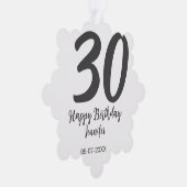 Carte Décorative 30e anniversaire ajouter nom date année noir modèl (Droite)