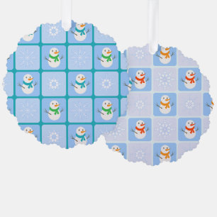 Carte Décorative À damiers hiver bonhomme de neige motif et flocons