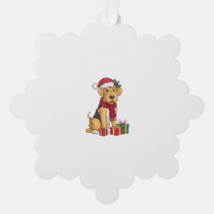Carte Décorative Airedale Terrier Chien vêtements de Noël Santa Hat