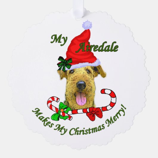 Carte Décorative Airedale Terrier Noël (Recto)