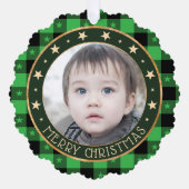 Carte Décorative Ajouter Photo Buffalo Plaid & Stars Joyeux Noël (Recto)