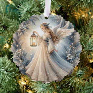 Carte Décorative Ange céleste d'hiver Lanterne de paix