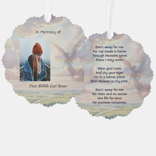 Carte Décorative Ange de souvenir chrétien Ciel Nuages (Recto/Verso)