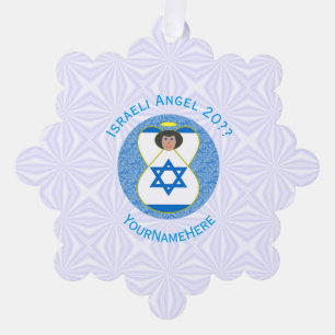 Carte Décorative Angel du drapeau israélien sur bleu et blanc Perso