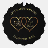 Carte Décorative Anniversaire du Mariage Gold Hearts (Verso)