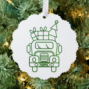 Carte Décorative Aperçu camion de Noël Père Noël voiture vue avant