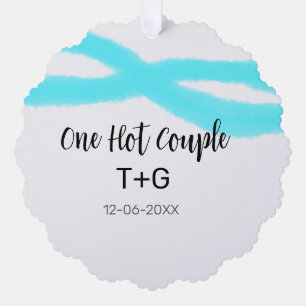 Carte Décorative Aqua bleu ciel pastel un couple chaud ajouter nom 