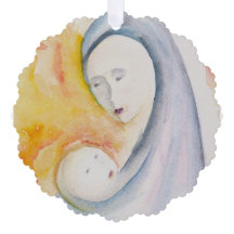 Aquarelle de Madonna et d'enfant personnalisable