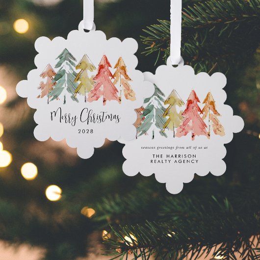 Carte Décorative Aquarelle de pin d'affaires Joyeux Noël