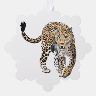Carte Décorative aquarelle léopard jungle chat animal peint vert