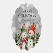 Carte Décorative Aquarelle mignonne Snowman Joyeux Noël (Droite)