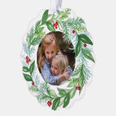 Carte Décorative Aquarelle peinte à la main Noël Vacances Wreath (Gauche)