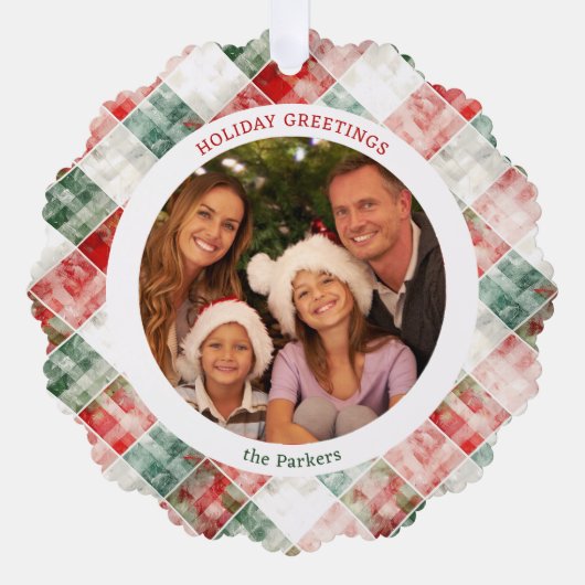 Carte Décorative Aquarelle rustique Photo Plaid Noël (Recto)