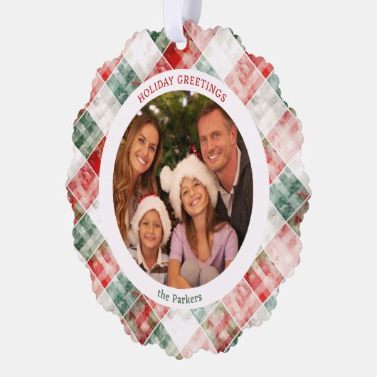 Carte Décorative Aquarelle rustique Photo Plaid Noël (Gauche)