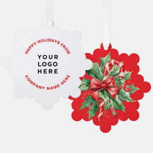 Carte Décorative Arbre de Noël Entreprise Logo Canne à Bonbon Rouge
