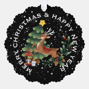Carte Décorative Arbre de rennes et de Noël, NOËL PERSONNALISÉ