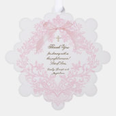 Carte Décorative arc rose Baptême merci (Verso)
