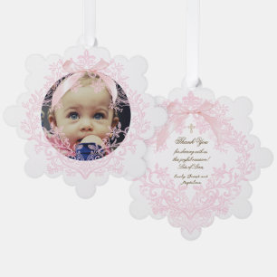 Carte Décorative arc rose Baptême merci
