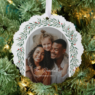 Carte Décorative Arc vert Script photo Noël