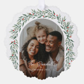 Carte Décorative Arc vert Script photo Noël (Recto)