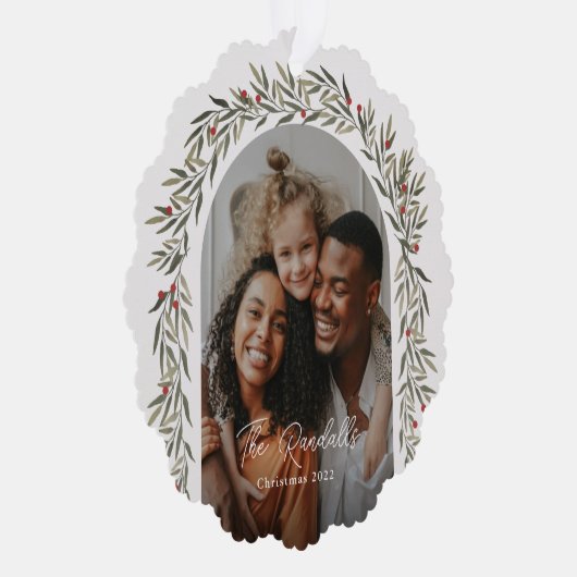 Carte Décorative Arc vert Script photo Noël (Droite)