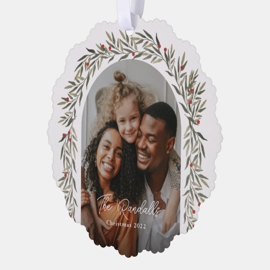 Carte Décorative Arc vert Script photo Noël (Gauche)