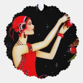 Carte Décorative Art déco rétro dame de Noël (Recto)