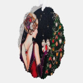 Carte Décorative Art déco rétro dame de Noël (Droite)