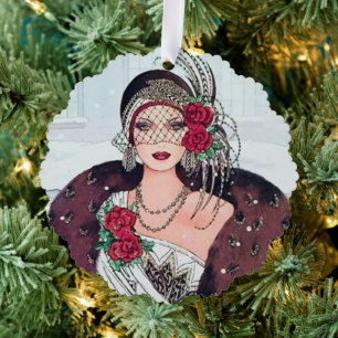 Carte Décorative Art Déco retro vintage ajouter message lady