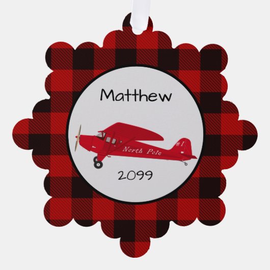 Carte Décorative Avion du pôle Nord de Noël - étiquette cadeau - (Recto)