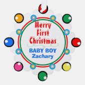 Carte Décorative Baby Boy First Christmas Rouge Vert Bleu (Recto)